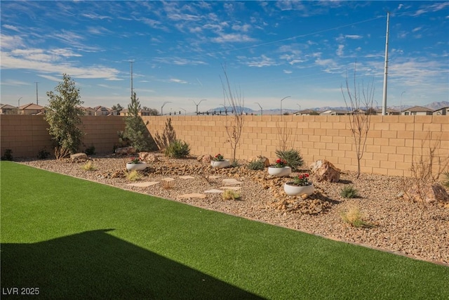 view of yard featuring a fenced backyard