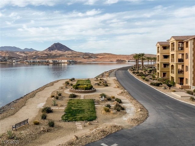 property view of water featuring a mountain view