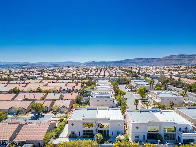 aerial view with a residential view and a mountain view