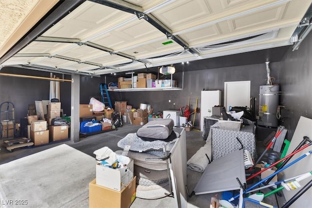 garage with secured water heater