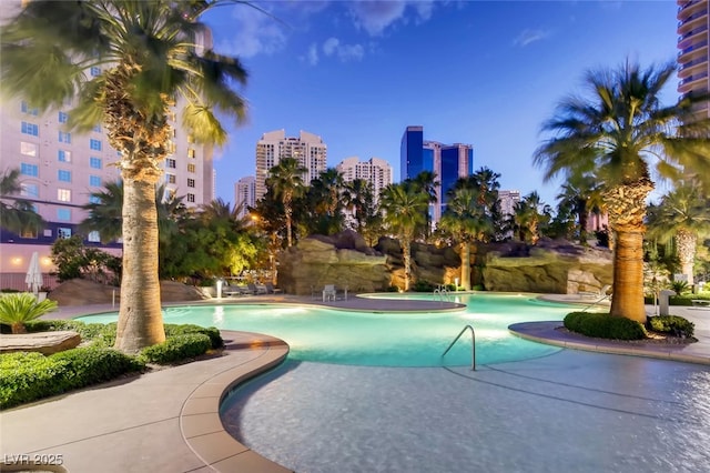 pool with a city view