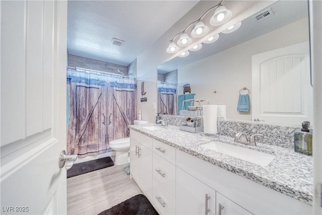 bathroom featuring toilet, visible vents, and a sink