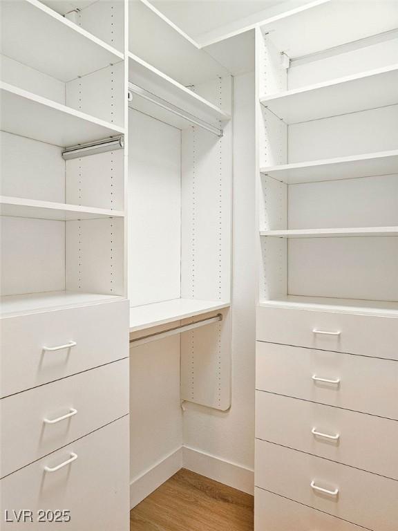 spacious closet featuring light wood-type flooring