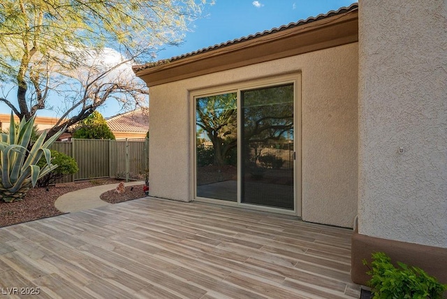 deck featuring fence