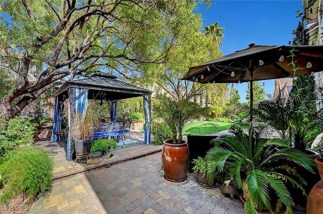 view of patio with a gazebo