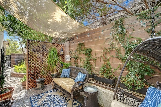 view of patio featuring a fenced backyard