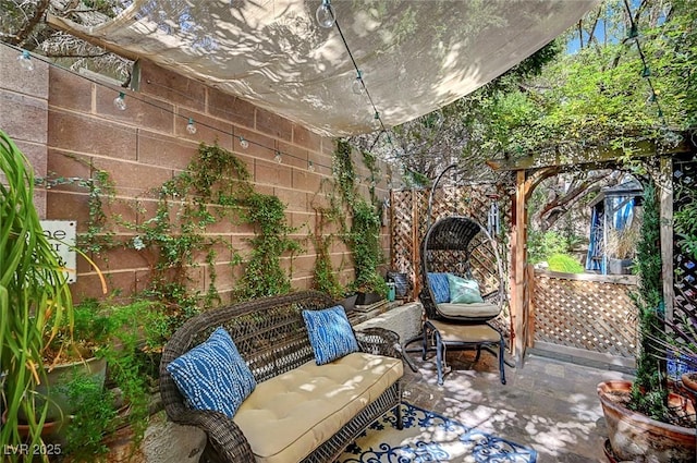 view of patio featuring a fenced backyard