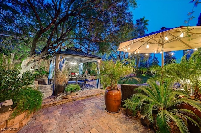 view of patio featuring a gazebo