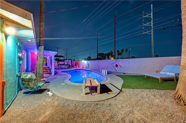 view of pool featuring a fenced backyard and a fenced in pool