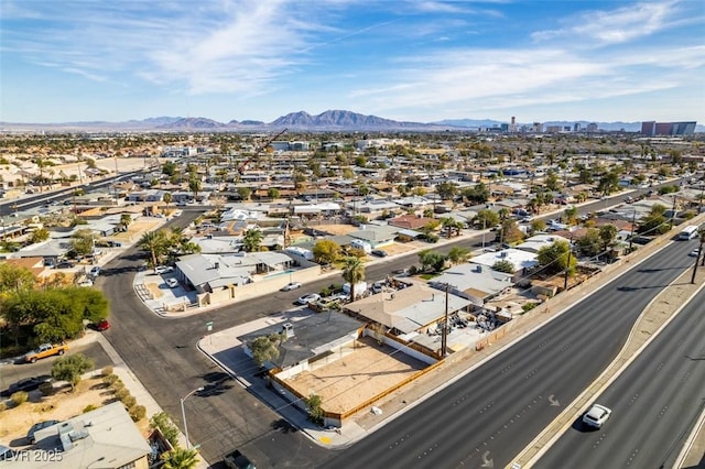 bird's eye view with a mountain view