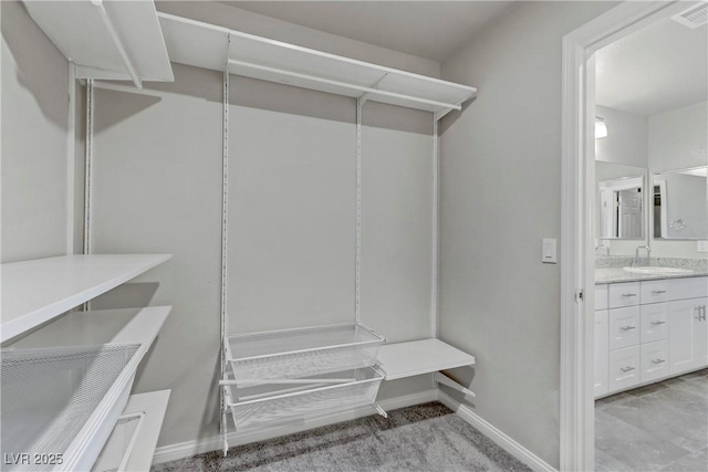 spacious closet with a sink and visible vents