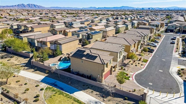 bird's eye view with a mountain view and a residential view