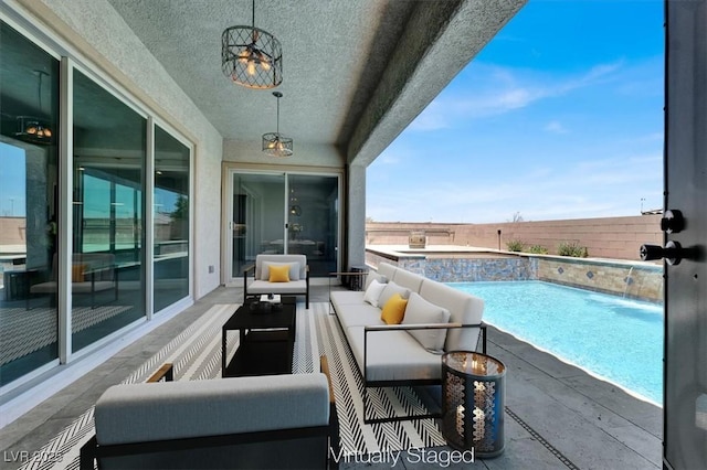 balcony with a patio and an outdoor living space