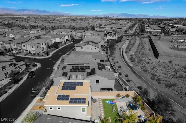 aerial view with a residential view and a mountain view