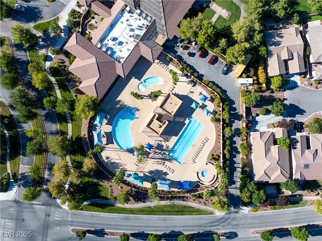 aerial view featuring a residential view