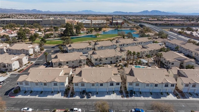 birds eye view of property featuring a residential view and a mountain view