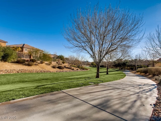 view of community featuring a lawn