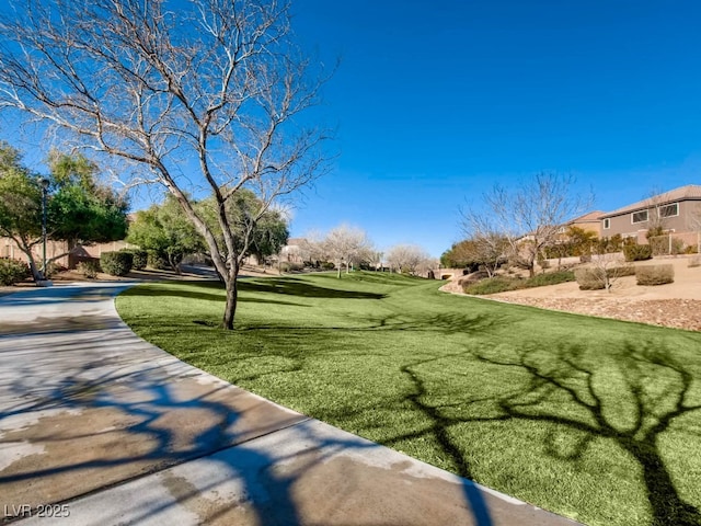 view of home's community with a lawn