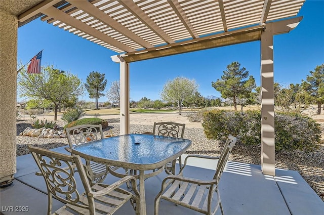 view of patio / terrace featuring outdoor dining area and a pergola