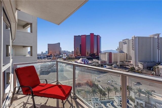 balcony featuring a view of city