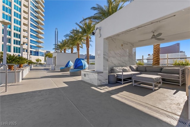 view of patio / terrace featuring an outdoor living space and a ceiling fan