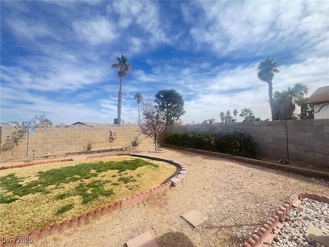 view of yard with a fenced backyard