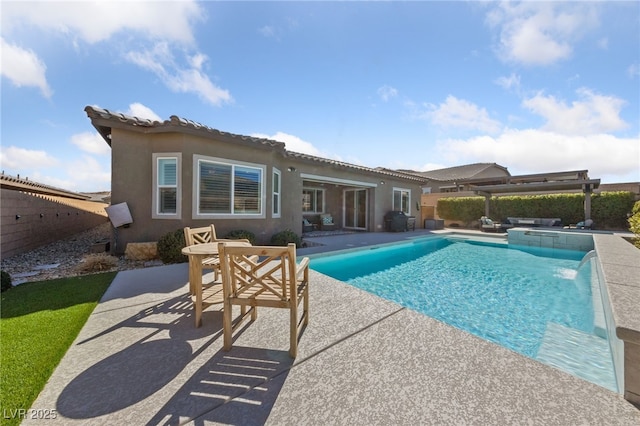 view of pool with a patio, a fenced backyard, and a fenced in pool