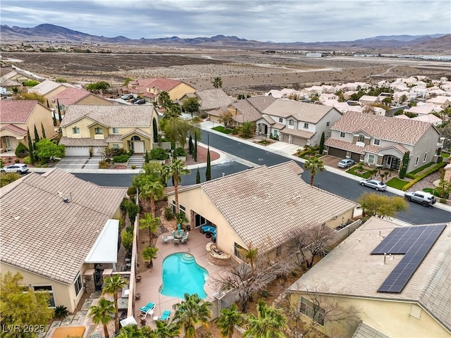 aerial view with a residential view and a mountain view