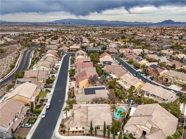 bird's eye view with a mountain view and a residential view