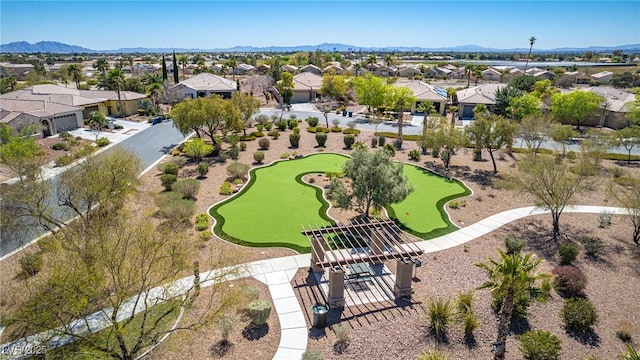 drone / aerial view with a mountain view and a residential view