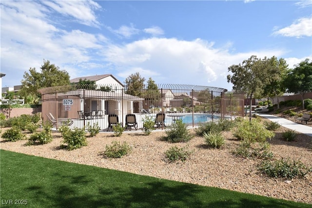 community pool with fence