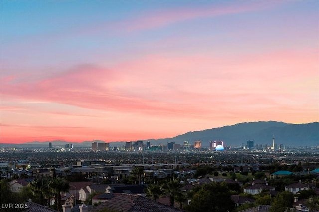 view of mountain feature featuring a view of city