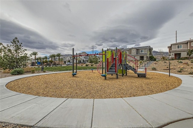 communal playground with a residential view