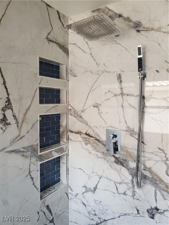 details with a marble finish shower