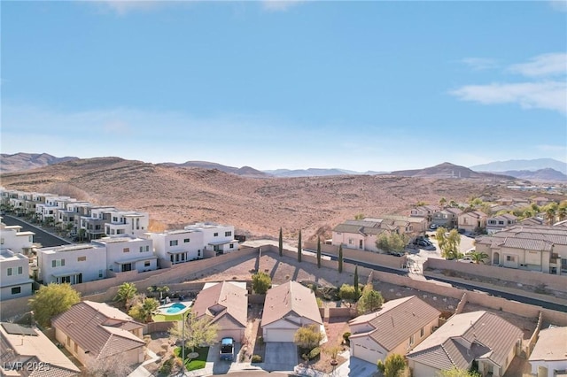 property view of mountains with a residential view