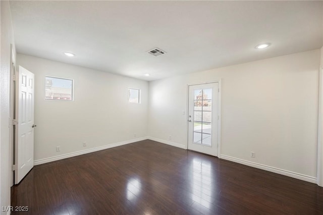 6284 Pinewood Ave, Las Vegas, NV 89103 - empty room featuring baseboards, visible vents, wood finished floors, and recessed lighting