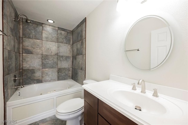 6284 Pinewood Ave, Las Vegas, NV 89103 - bathroom featuring toilet, shower / washtub combination, and vanity