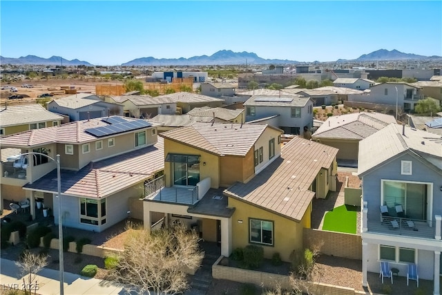 aerial view with a residential view and a mountain view