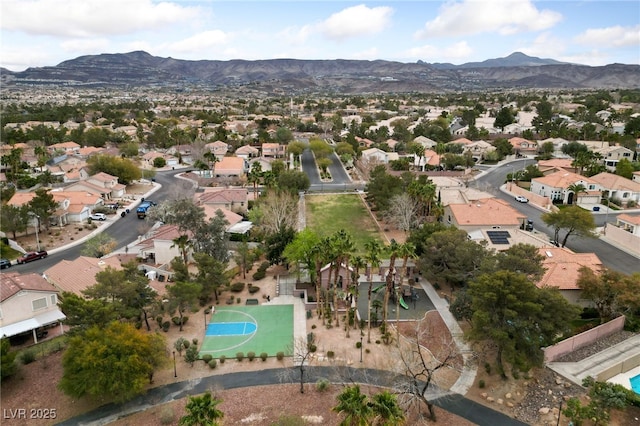 aerial view with a residential view and a mountain view