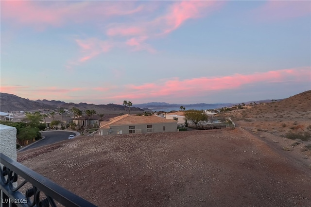 exterior space featuring a mountain view