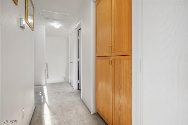 3331 Cheltenham St, Las Vegas, NV 89129 - corridor featuring attic access and light carpet