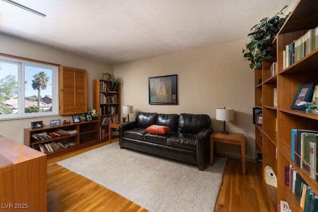 living area with wood finished floors