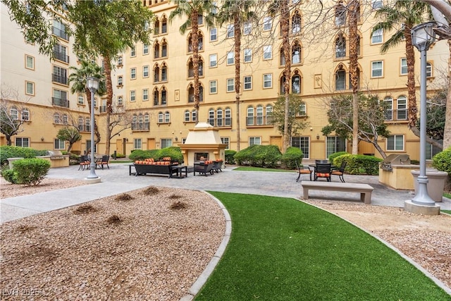 view of community with a patio