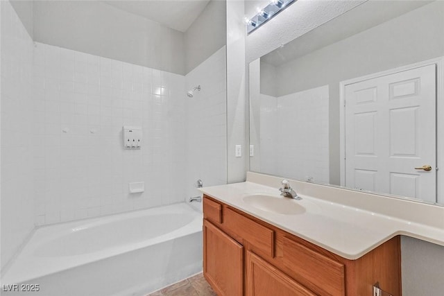 full bathroom featuring shower / tub combination and vanity