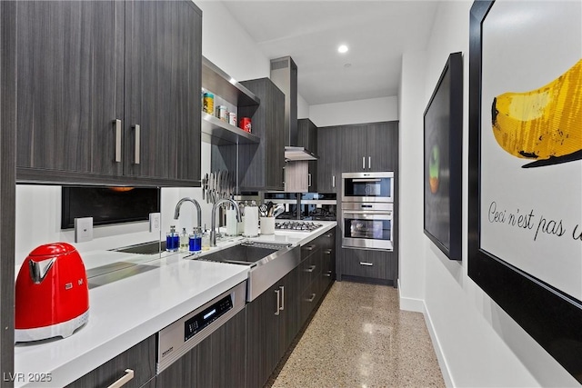 11 Cloud Chaser Blvd, Henderson, NV 89012 - kitchen featuring modern cabinets, light countertops, stainless steel appliances, and light speckled floor