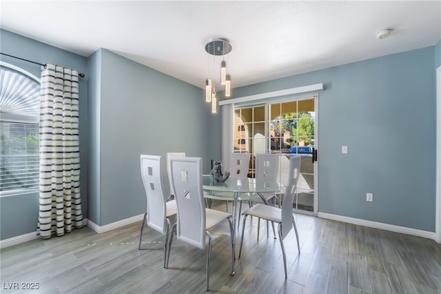 dining room featuring baseboards and wood finished floors