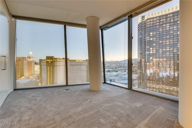 unfurnished sunroom with a view of city