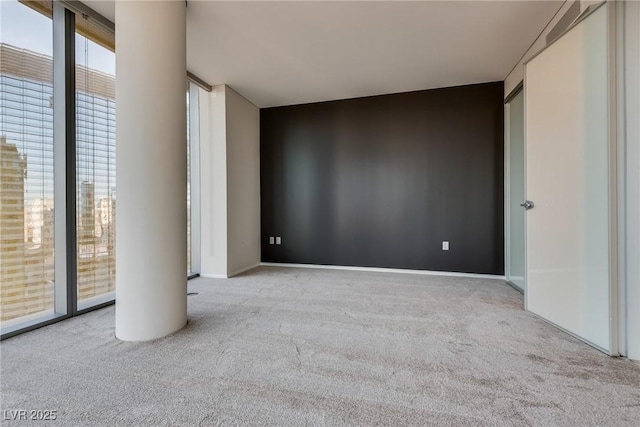 carpeted spare room featuring expansive windows