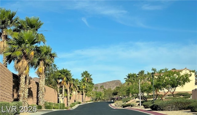 view of road with a mountain view