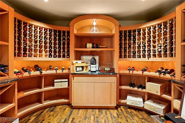 wine area with wood finished floors